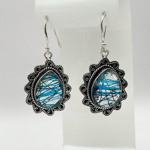 BLUE RUTILE EARRINGS - Picture 5 of 15